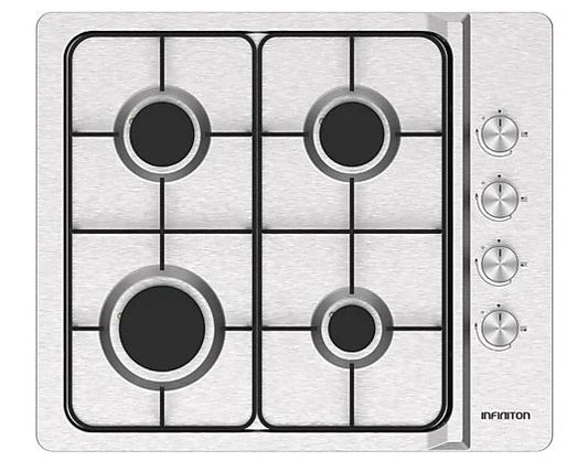 Placa Infiniton GAS4BNAI Gas 4 Fuegos | 60 cm | Acero Inox | Termopar | Kit GN
